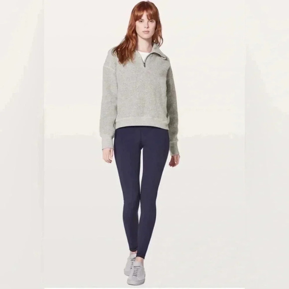 Lululemon stand out Sherpa half zip grey sweater Size 4 - Picture 3 of 7